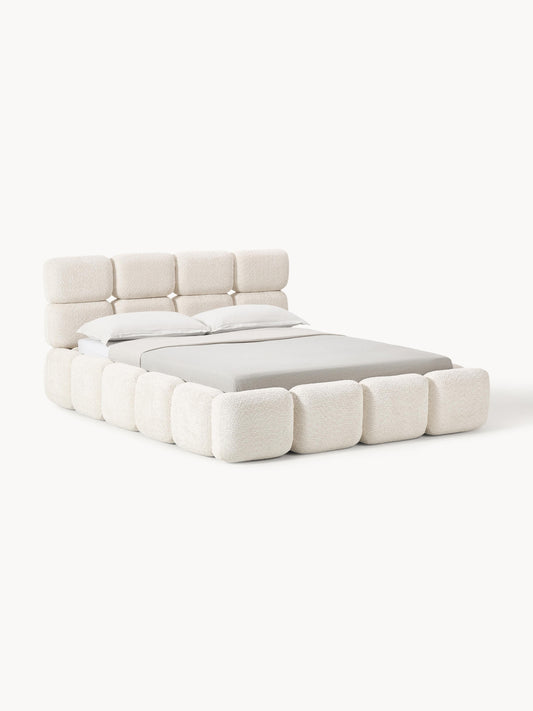 Tayla Upholstered Storage Bed in Teddy Bouclé