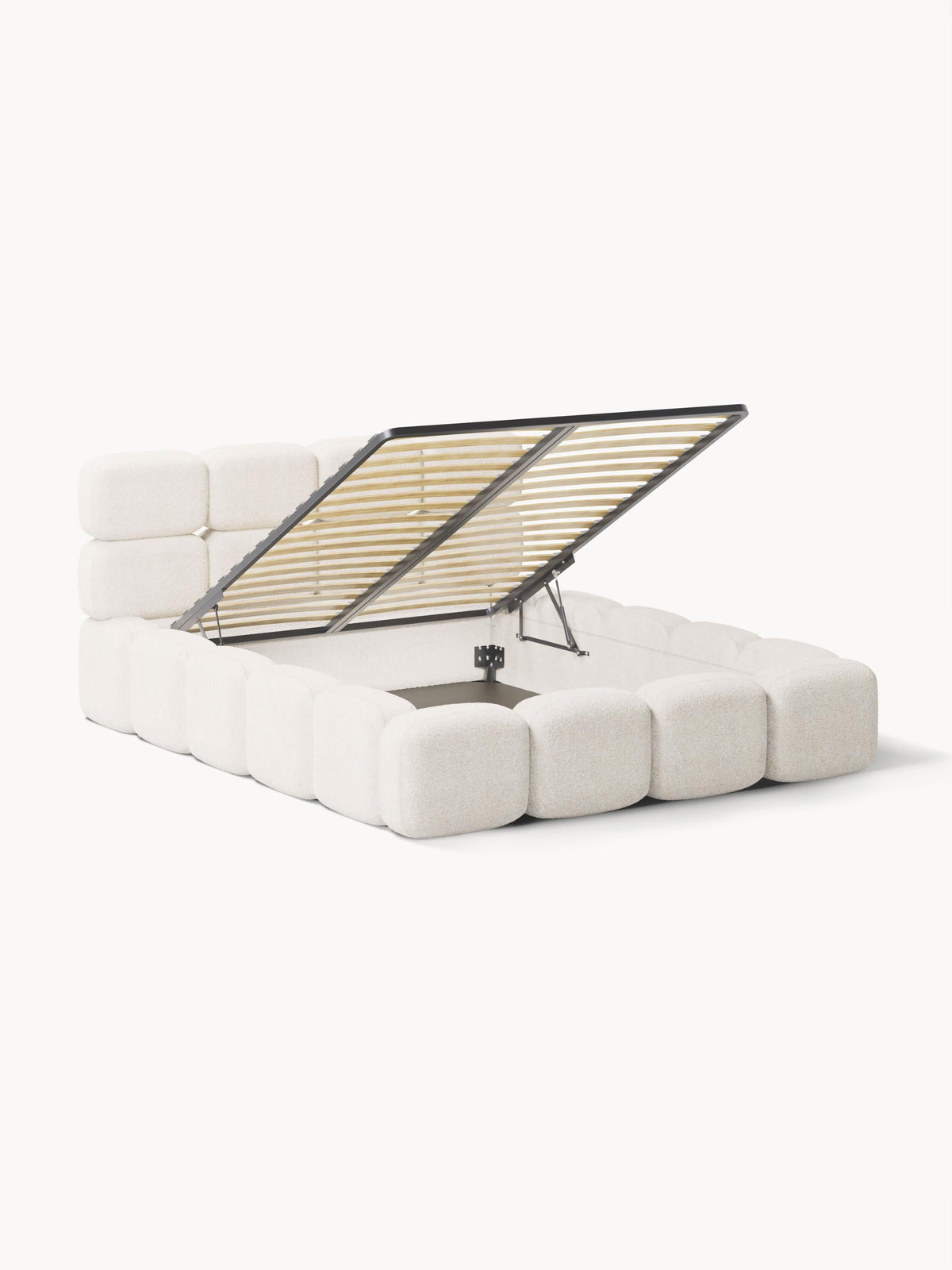 Tayla Upholstered Storage Bed in Teddy Bouclé