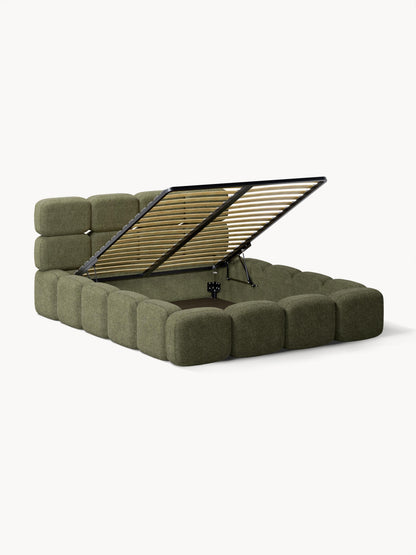 Tayla Upholstered Storage Bed in Teddy Bouclé