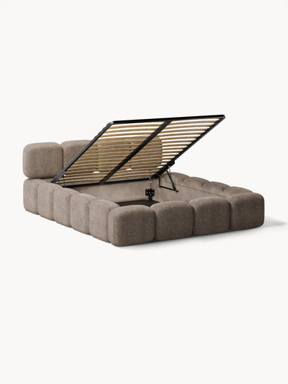 Tayla Upholstered Storage Bed in Teddy Bouclé