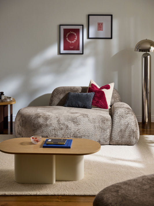 Wolke 2-Seater Sofa in Teddy Bouclé with Chaise Longue