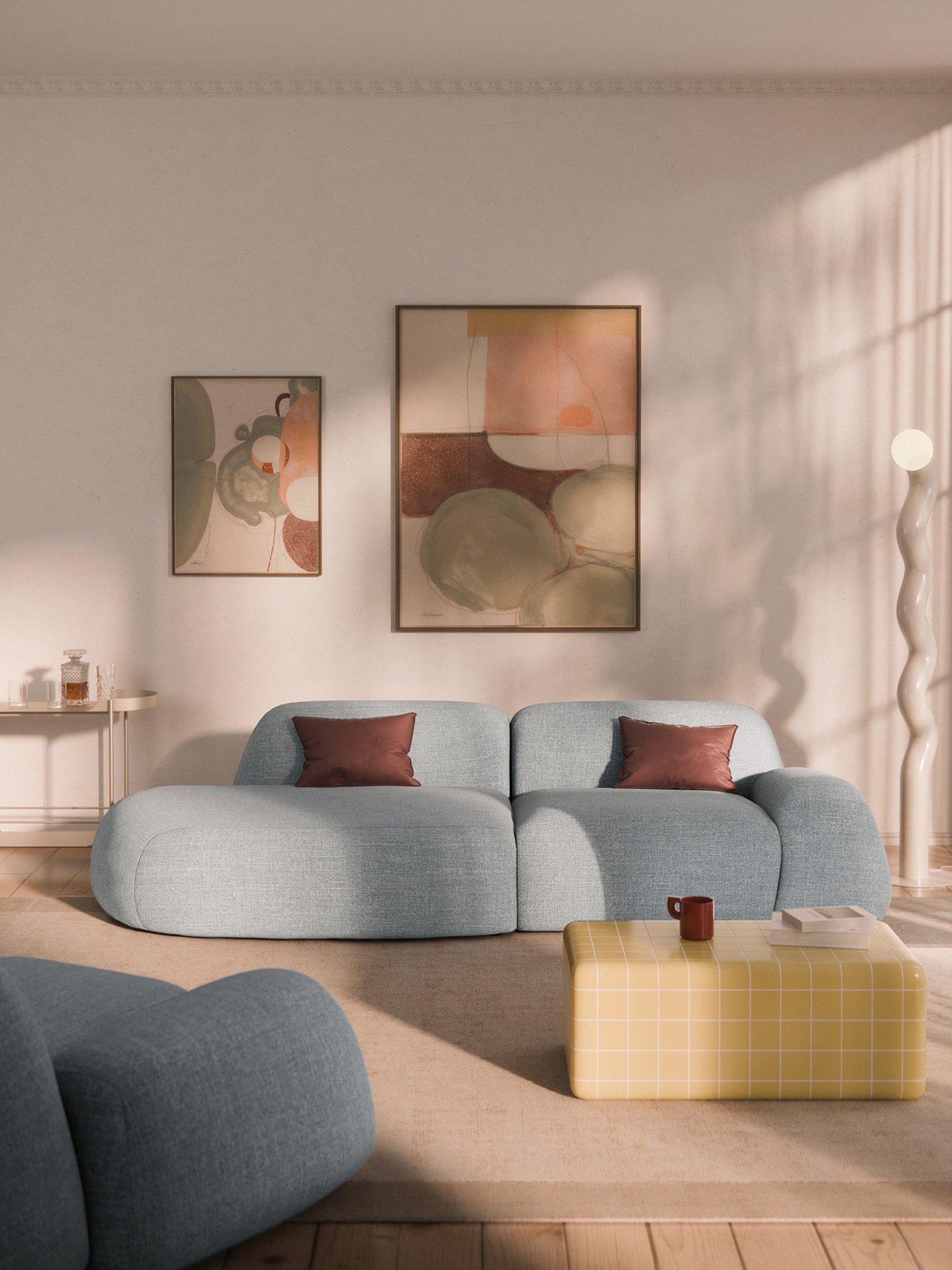 Wolke 3-Seater Modular Chaise in Bouclé