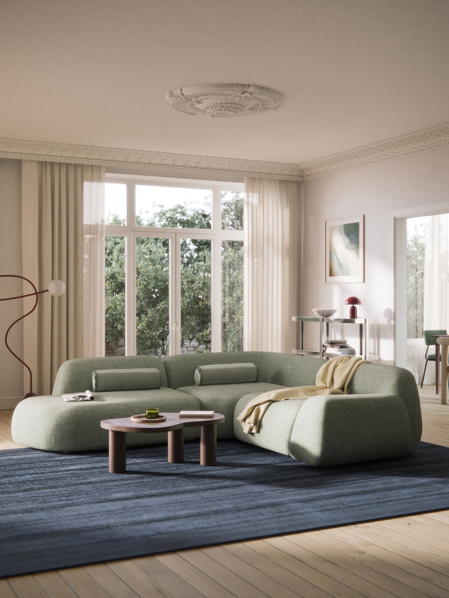 Wolke 4-Seater Modular Corner Sofa in Bouclé with Chaise Longue
