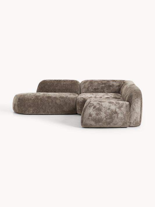 Wolke 4-Seater Modular Corner Sofa in Teddy Bouclé with Chaise Longue