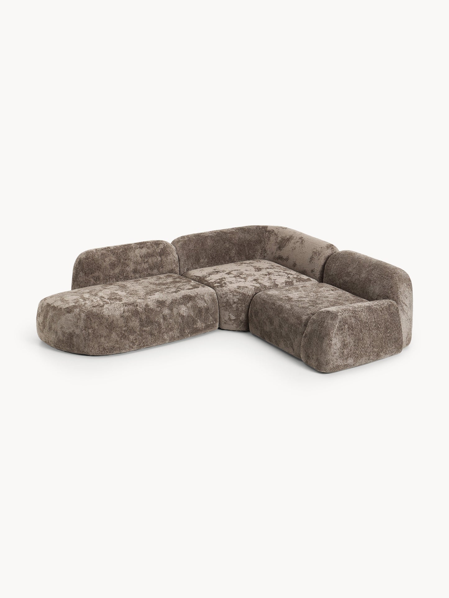 Wolke 4-Seater Modular Corner Sofa in Teddy Bouclé with Chaise Longue