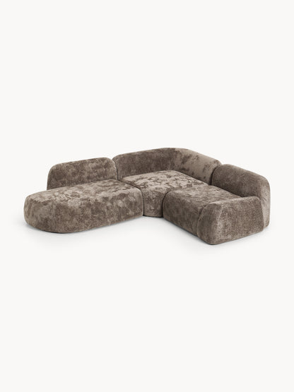 Wolke 4-Seater Modular Corner Sofa in Teddy Bouclé with Chaise Longue