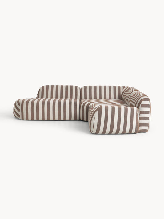 Wolke 4-Seater Striped Modular Corner Sofa with Chaise Longue