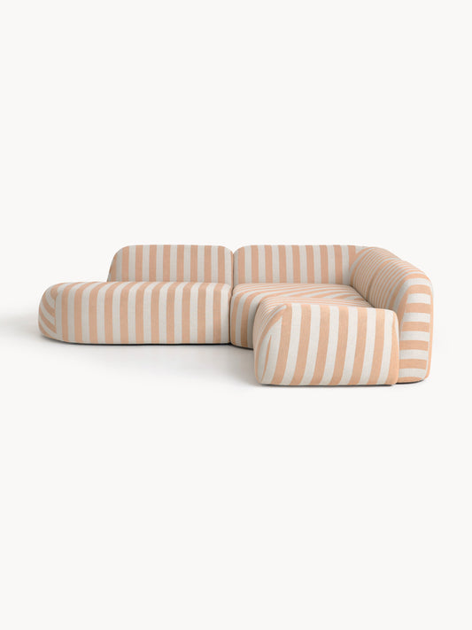 Wolke 4-Seater Striped Modular Corner Sofa with Chaise Longue