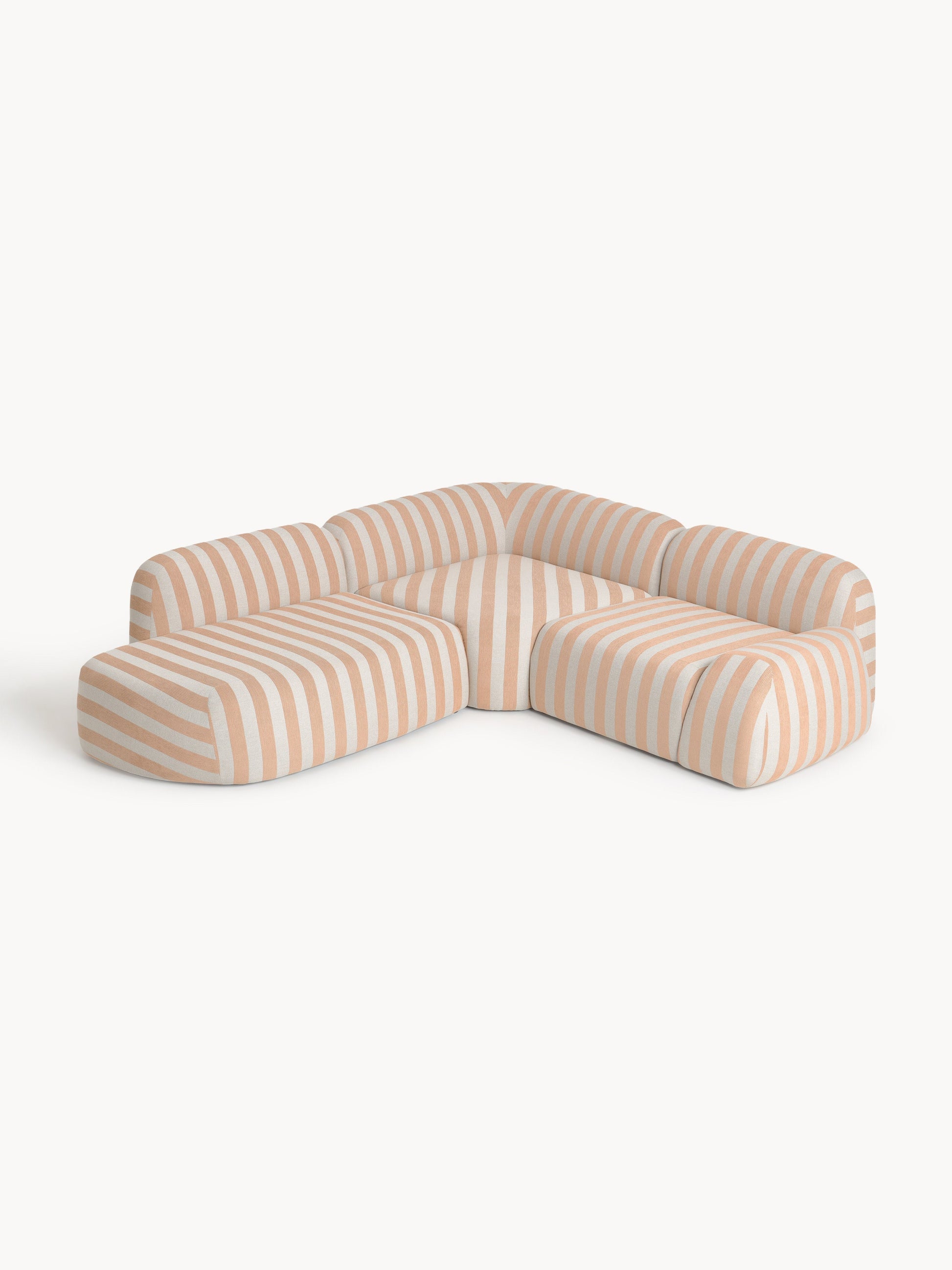 Wolke 4-Seater Striped Modular Corner Sofa with Chaise Longue
