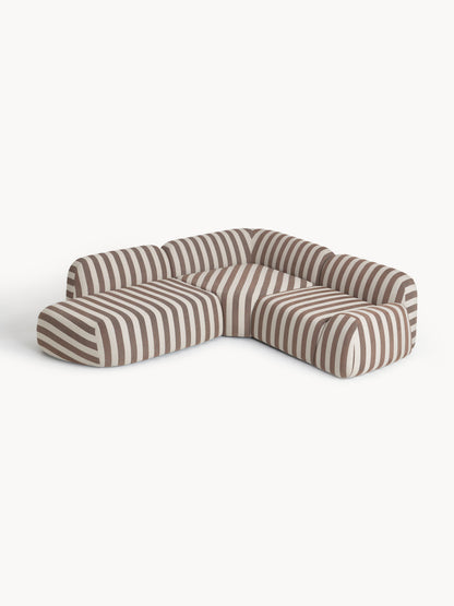 Wolke 4-Seater Striped Modular Corner Sofa with Chaise Longue