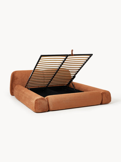 Wolke Upholstered Storage Bed in Teddy Bouclé
