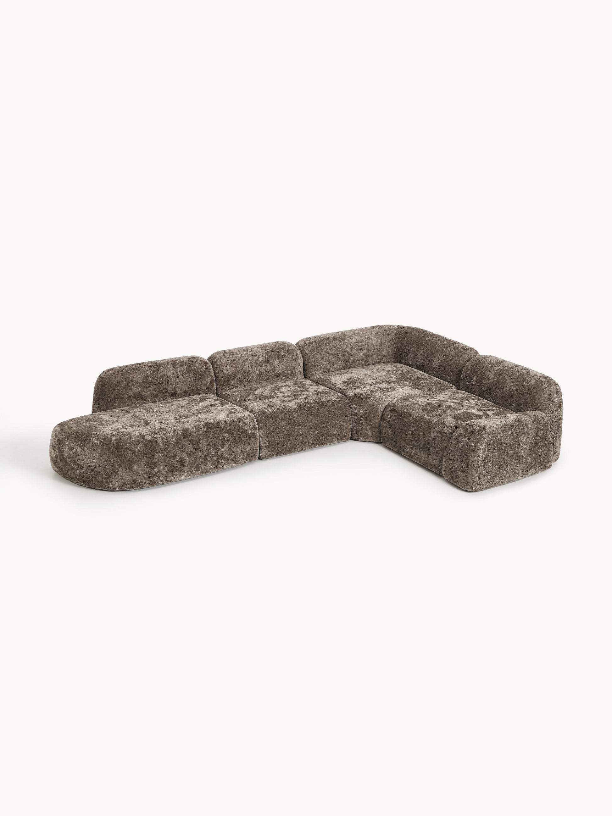 Wolke XL Modular Corner Sofa in Teddy Bouclé with Chaise Longue